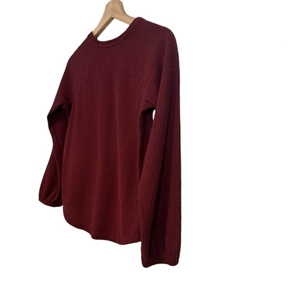 Cat & Jack Maroon Waffle Knit Shirt with Elastic Cuffed Sleeves Size L 10/12 ☀️ - Picture 8 of 13